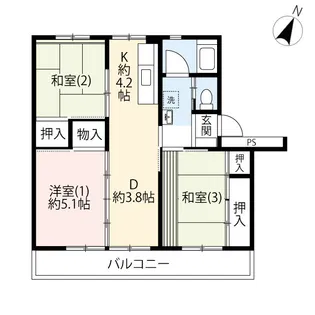 UR立川幸町【4階】の間取り