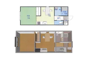 ハイツ瑞穂1DKアパート【2階】の間取り