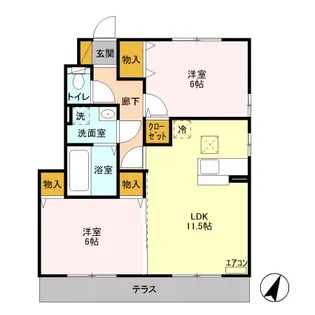 2LDKの間取り画像