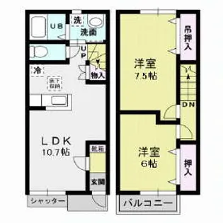 栃木県小山市大字粟宮【一戸建】の間取り