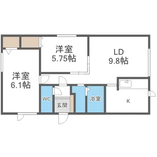 2LDKの間取り画像