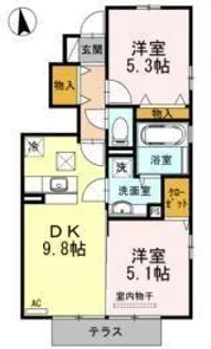 セジュールグレイス B棟【1階】の間取り