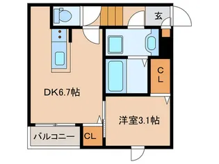 エクシア福大駅前A【2階】の間取り
