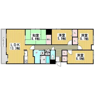 ハイライフ室蘭【4階】の間取り