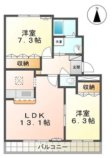 パルティール成沢【2階】の間取り