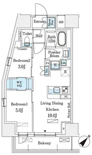 パークアクシス横浜伊勢佐木町通り【10階】の間取り