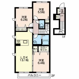 エステート篭田【2階】の間取り