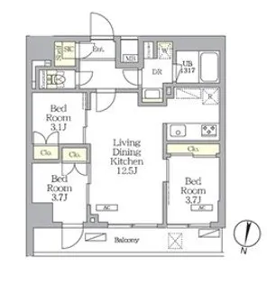 NOGATA RESIDENCE【3階】の間取り