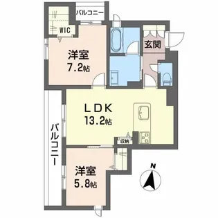 シャーメゾンリバーダイヤ【2階】の間取り