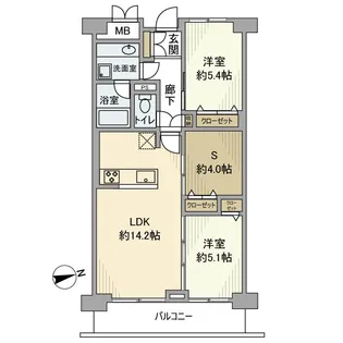 三田ナショナルコート【4階】の間取り