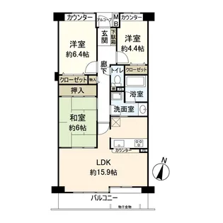 夙川パークマンション【5階】の間取り