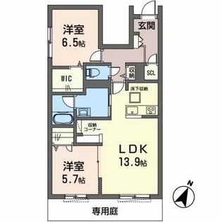 オカバ姫路岡町シャーメゾンB【1階】の間取り