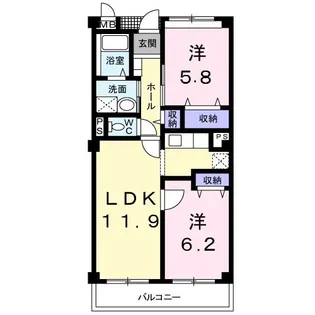 ロイヤルシティー泉南【2階】の間取り