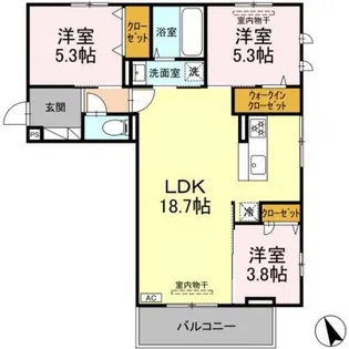 セジュールST B棟【3階】の間取り