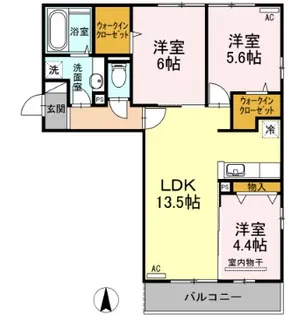 エスポアールタカムラIII【2階】の間取り