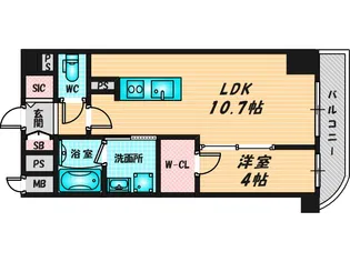 プレミアム菱屋西【4階】の間取り