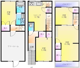 大阪府八尾市上之島町南3【一戸建】の間取り