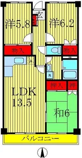 ロイヤルパレス天王台【5階】の間取り