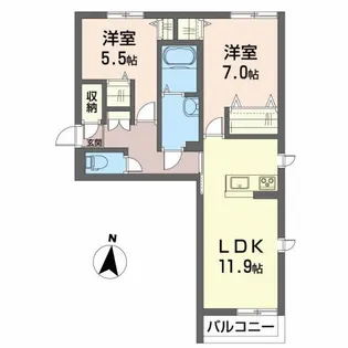 クラッシィ中央 II番館【2階】の間取り