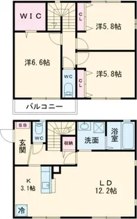 茨城県つくば市谷田部陣場【一戸建】の間取り