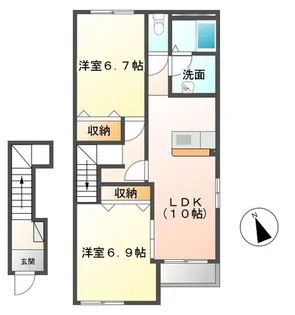 茨城県ひたちなか市大字足崎【アパート】の間取り