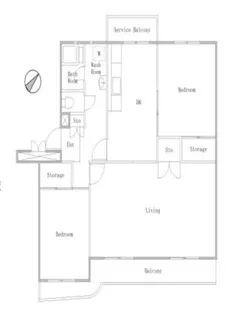 港南百合ヶ丘ハイツ7号棟【2階】の間取り