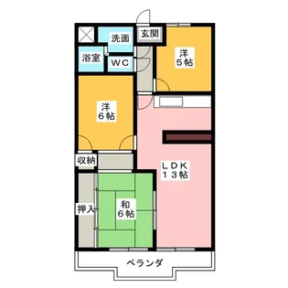 カーサウッドスプリング【1階】の間取り