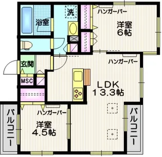 PALMSPRINGS 矢口(パームスプリングスヤグチ)【3階】の間取り