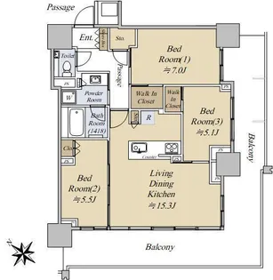ベイシティタワーズ神戸WEST【7階】の間取り