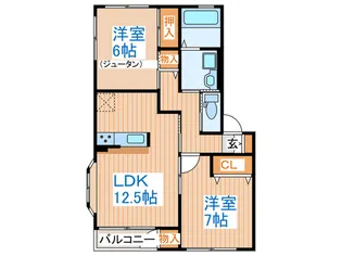 メイプルタウンB棟【2階】の間取り