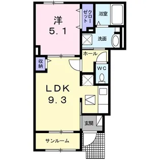 プランドール ホリ【1階】の間取り
