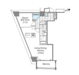 コンフォリア新宿イーストサイドタワー【22階】の間取り