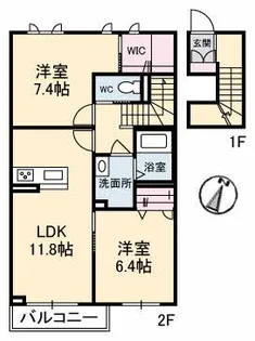 ラ・ヴィータ尾上【2階】の間取り