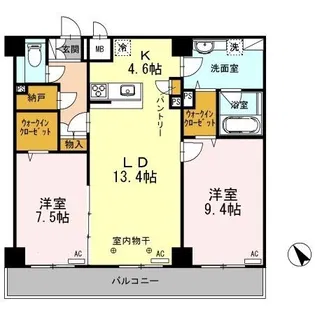 クレストスクエア【8階】の間取り