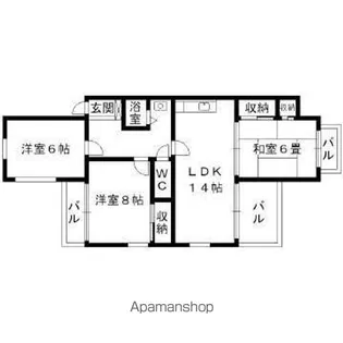 シャトー春日原【2階】の間取り