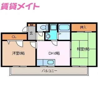 シャトレ美里ヶ丘 A棟【1階】の間取り