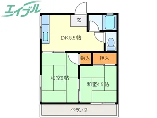 ハイツ角谷A【2階】の間取り