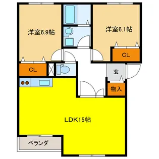岐阜県岐阜市東川手3【アパート】の間取り