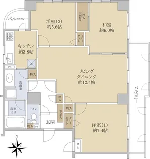 ロイヤルアーク浦和常盤【3階】の間取り