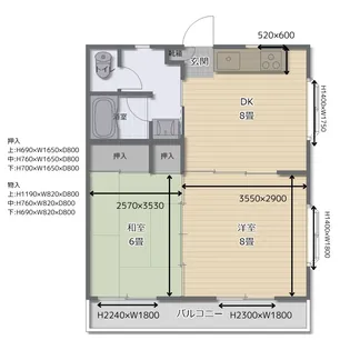 2DKの間取り画像