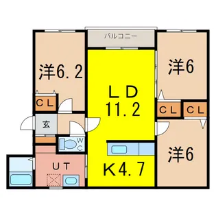 グランデール豊岡【3階】の間取り