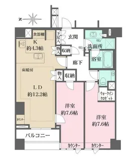 ザ・パークハウス高輪プレイス【5階】の間取り