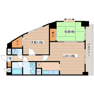 クオーレ白鳥【4階】の間取り