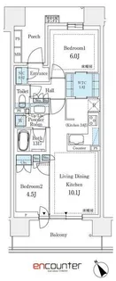 パークホームズ登戸ステーションアヴェニュー【6階】の間取り