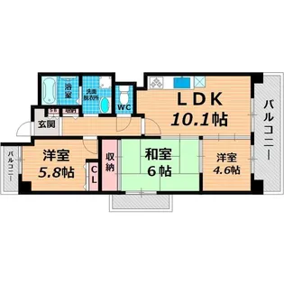 カサグランデ鶴見緑地【2階】の間取り