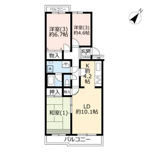 URエステート市川大洲【3階】の間取り