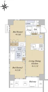 シエリア京都鴨川二条ザ・テラス【3階】の間取り