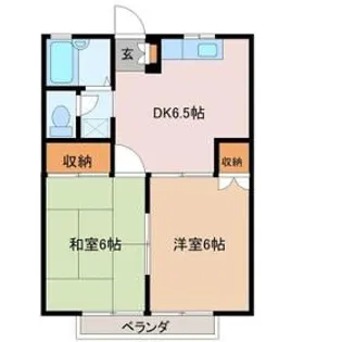 パルハイツカミヤB【2階】の間取り