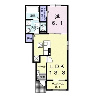 ハイツ ムジークC【1階】の間取り