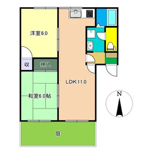 フレグランス南久万【1階】の間取り